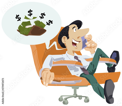 Successful businessman talking on phone. Funny people