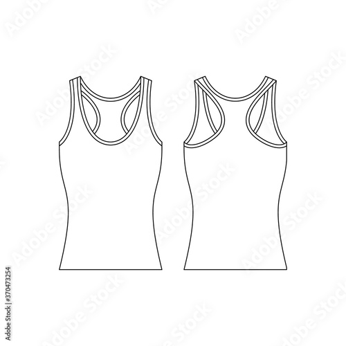 Template women tank top vector illustration flat design outline template clothing collection