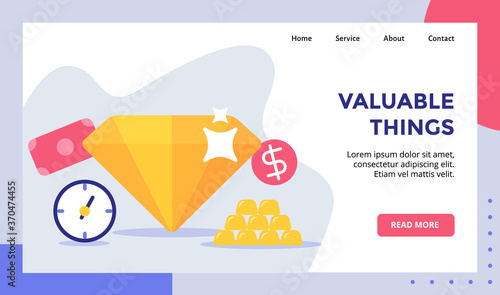 Valuable things shiny diamond campaign for web website home homepage landing page template banner with modern flat style