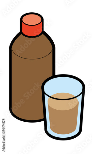 うがい薬と希釈液が入ったコップ
