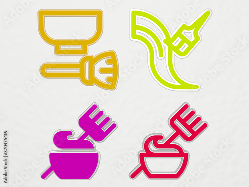 hair dye 4 icons set. 3D illustration