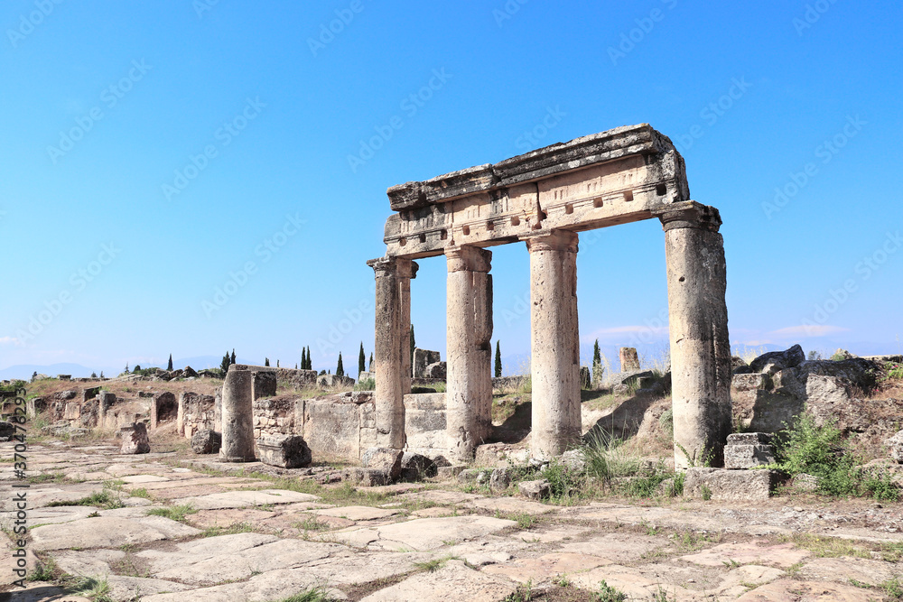 Columns on Frontinus street, Hierapolis, Pamukkale, Turkey