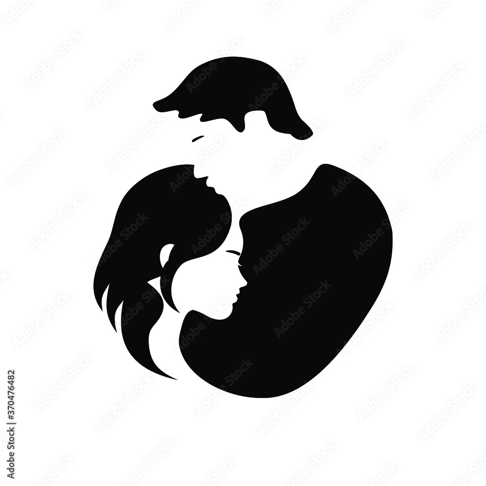 Man and woman couple black vector silhouette drawing illustration ...