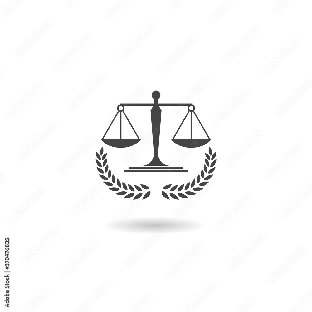 Law firm with laurel wreath Icon with shadow Law firm with laurel wreath Icon with shadow
