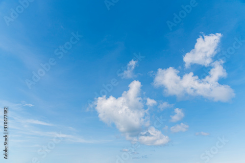 Blue sky and white fluffy tiny clouds background and pattern