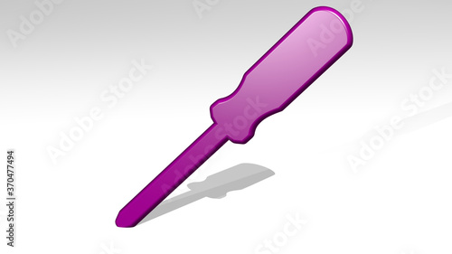 SCREWDRIVER 3D icon casting shadow. 3D illustration. construction and background