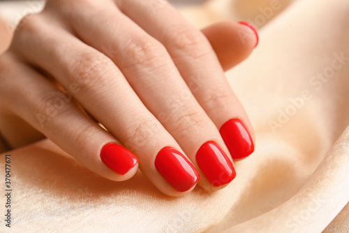 Hand with beautiful manicure  closeup