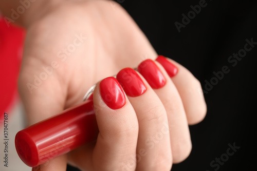 Hand with beautiful manicure and nail polish, closeup