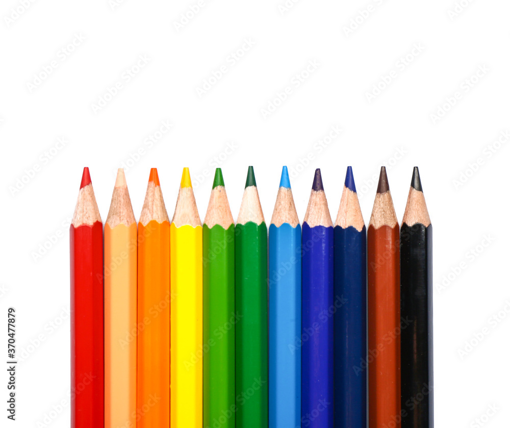 Set of colorful pencils on white background Set of colorful pencils on white background