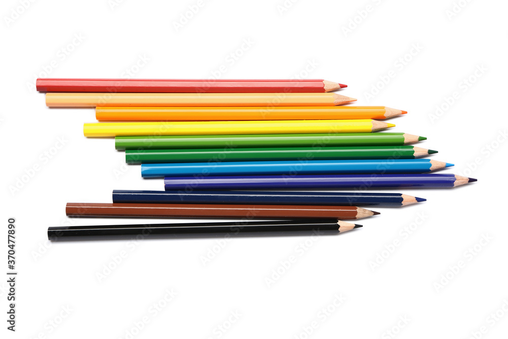 Set of colorful pencils on white background Set of colorful pencils on white background