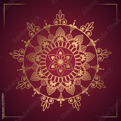 luxury mandala design with dark red background