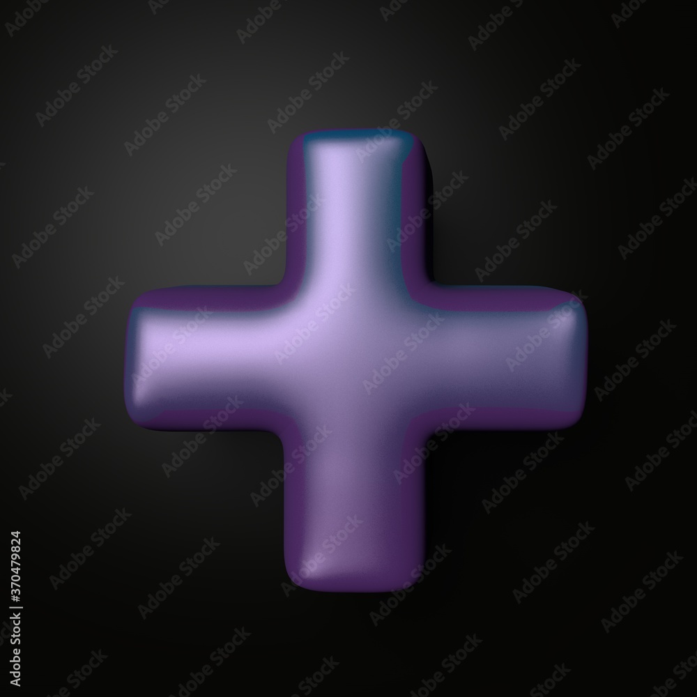 Purple Plus sign. 3d illustration