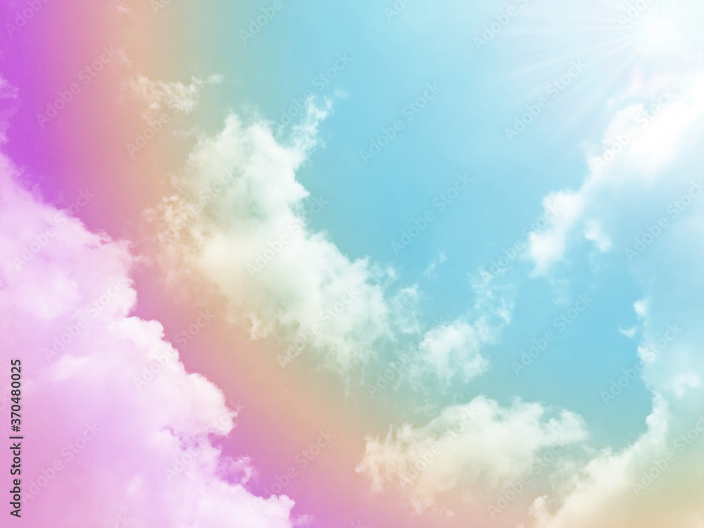 White fluffy cloud and Sun light on deep blue sky background White fluffy cloud and Sun light on deep blue sky background