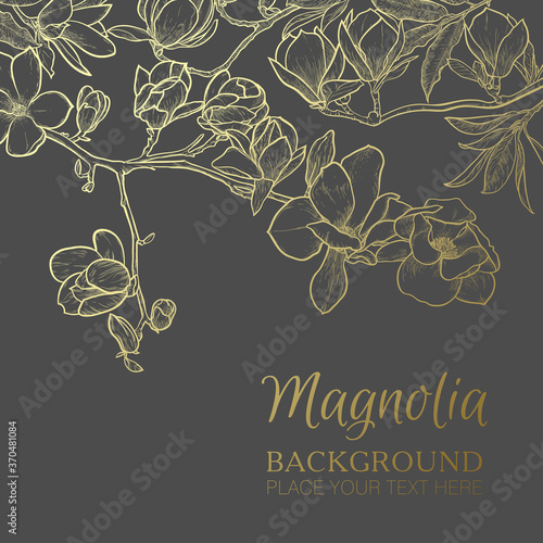 Golden magnolia background