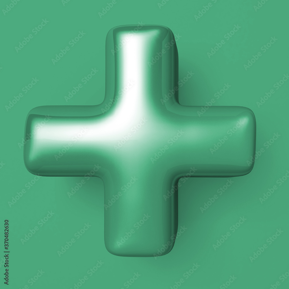 Obraz premium Mint color plus sign. 3d illustration