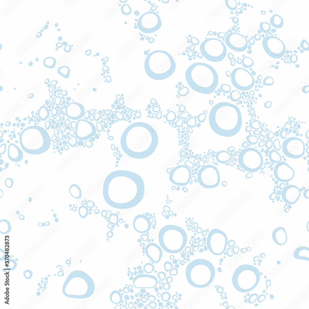 Aqua stylish texture with bubbles, pop-up bubbles pattern, sparkling water. Vector seamless background for printing on fabric