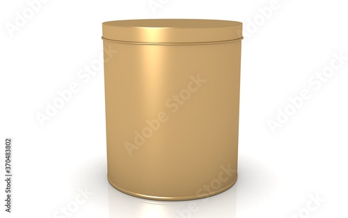 3D gold tin on white background photo