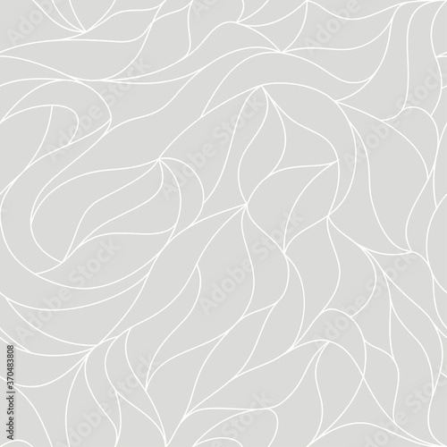 Curly waves tracery, curved lines, stylized abstract petals pattern. Vector seamless background. Texture wallpapers for printing on paper or fabric