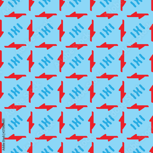 Vector seamless pattern texture background with geometric shapes, colored in blue, red colors.