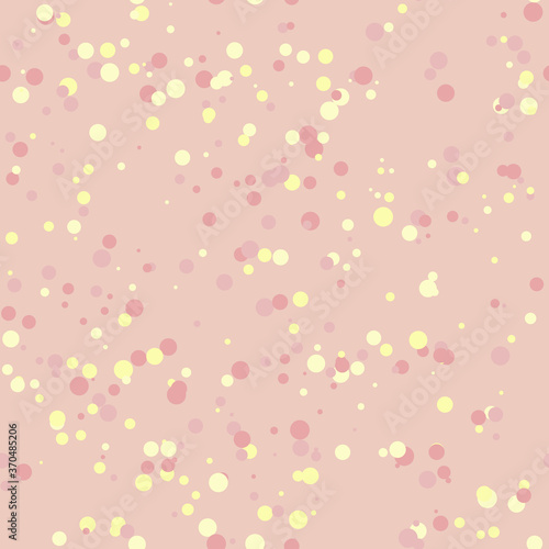 Seamless pattern from multicolored confetti. Colored circles on a pink background. Vector EPS10.