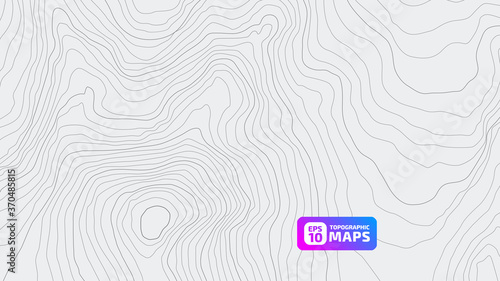 Stylized height of the topographic contour in lines and contours on a rainbow background. The concept of conditional geographical pattern and topography. Wide size. Vector illustration. photo