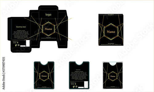 Packaging design, perfume luxury box design template and mock up box. Illustration vector.