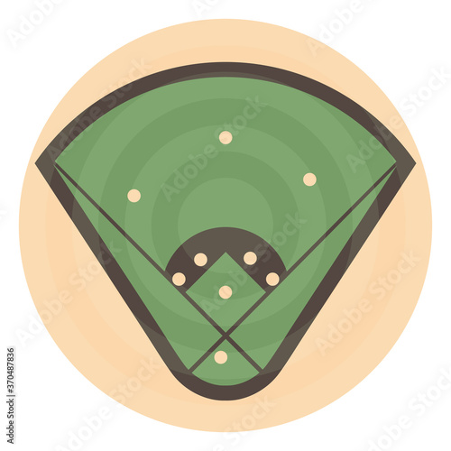 Round field for play baseball, vector illustration.