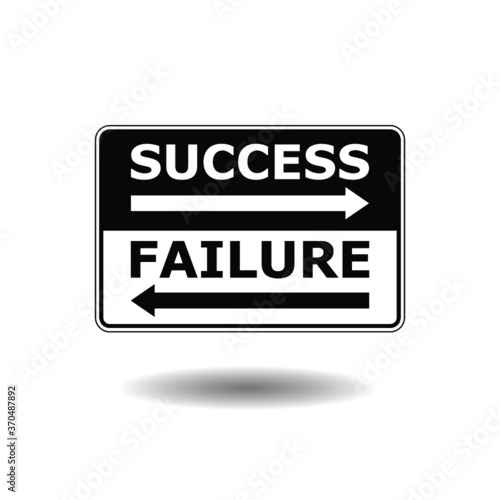 Success or failure road sign with shadow