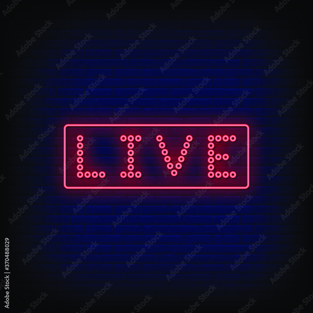 Live Neon Signs Style Text Vector