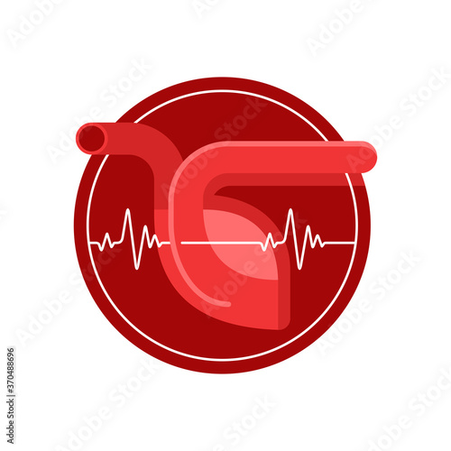Cardiology centre icon logo template - human heart in abstract style - emblem for hospital, surgery, anatomy, heart transplant - isolated vector corporate icon