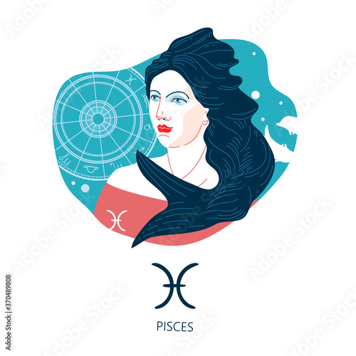 Pisces zodiac sign. The symbol of the astrological horoscope.