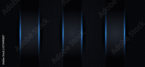 Blue carbon fiber texture background with three panel