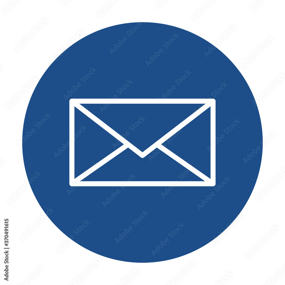 Blue round envelope outline icon, button isolated on a white background. EPS10 vector file Blue round envelope outline icon, button isolated on a white background. EPS10 vector file