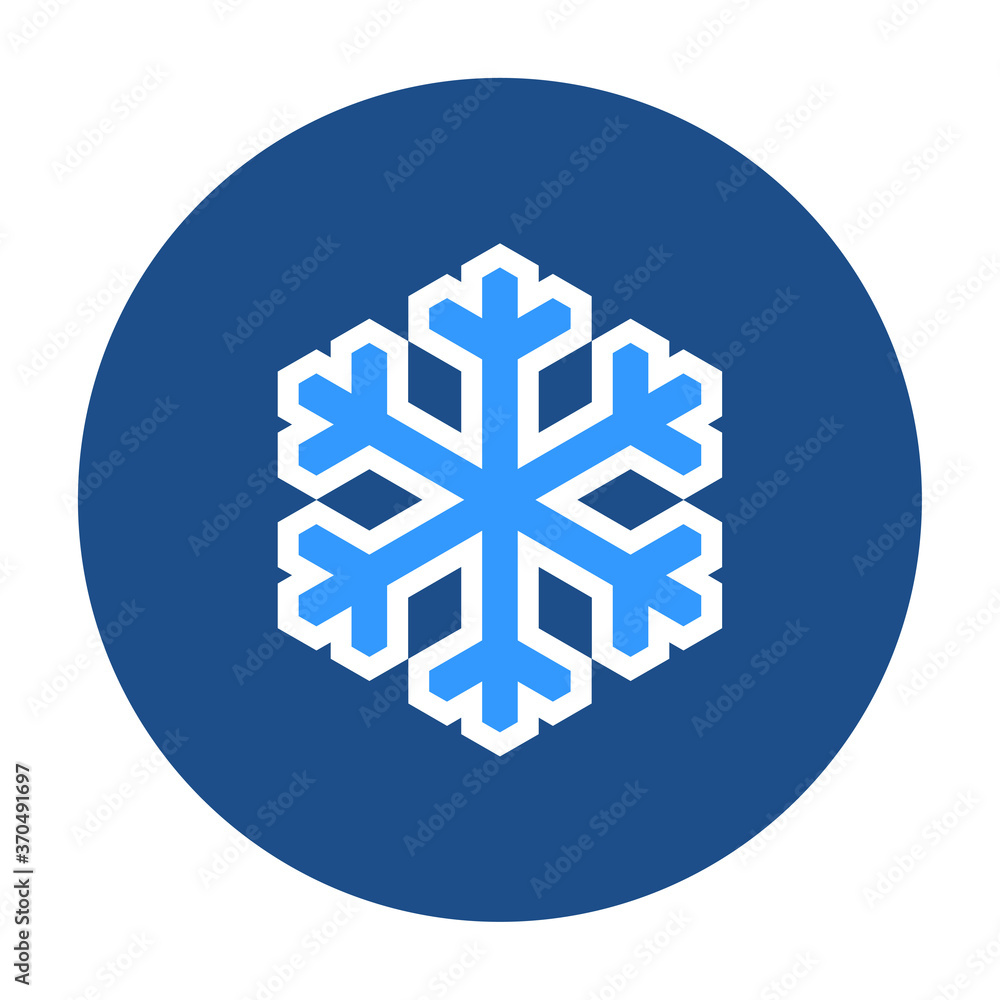 Blue round snowflake icon, button isolated on a white background. EPS10 vector file Blue round snowflake icon, button isolated on a white background. EPS10 vector file