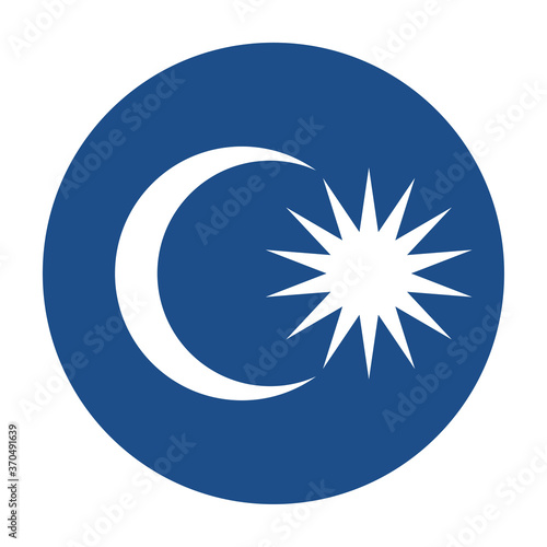Blue round national emblem of Malaysia icon, button isolated on a white background. EPS10 vector file