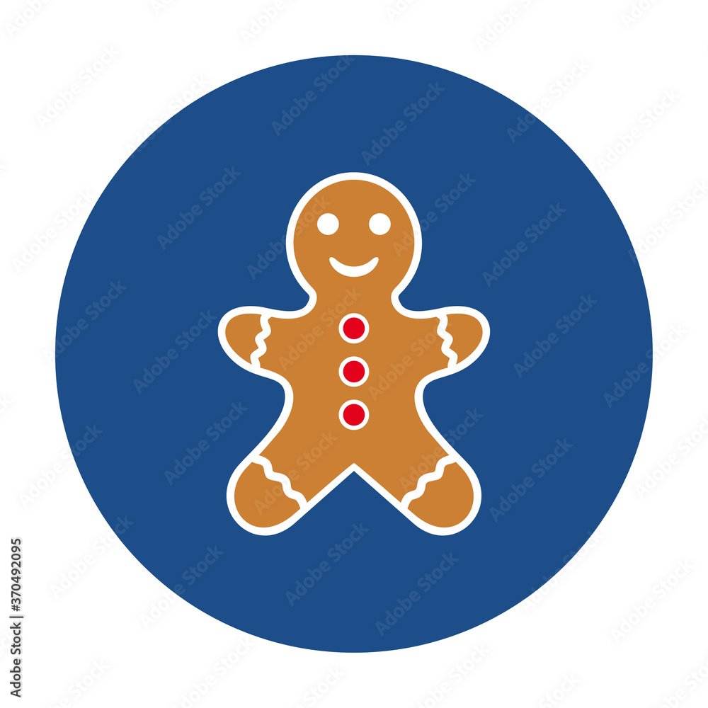 Blue round gingerbread man icon, button isolated on a white background. EPS10 vector file Blue round gingerbread man icon, button isolated on a white background. EPS10 vector file