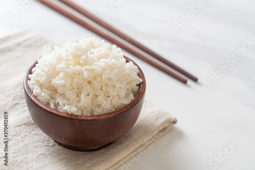 Fotografie cooked white rice bowl