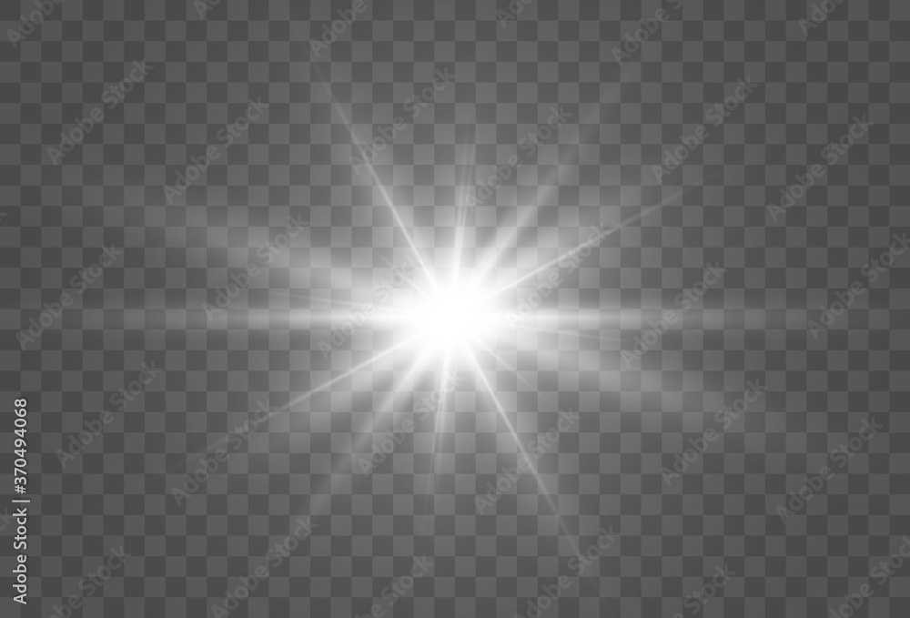 Bright beautiful star.Vector illustration of a light effect on a transparent background.	
 - obrazy, fototapety, plakaty 
