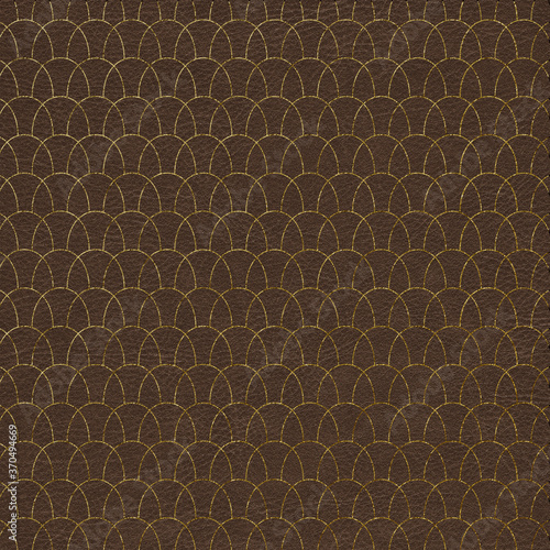 Wallpaper Mural Metallic Gold Pattern on Brown Vintage Leather Texture Background Torontodigital.ca