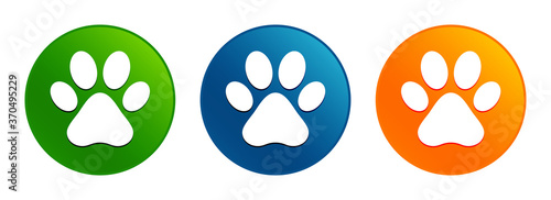 Animal paw print icon liquid design round button set illustration