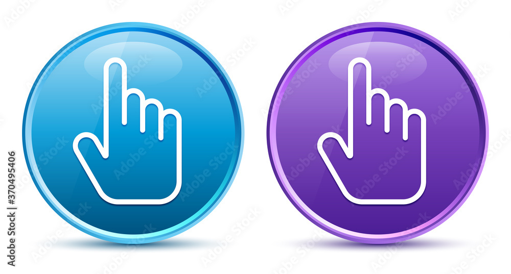 Hand cursor click icon sleek soft round button set illustration Hand cursor click icon sleek soft round button set illustration