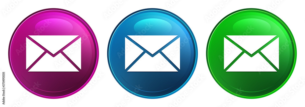 Email icon magic glass design round button set illustration Email icon magic glass design round button set illustration