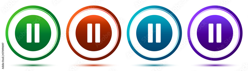 Pause icon artistic frame round button set illustration Pause icon artistic frame round button set illustration