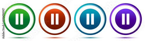 Pause icon artistic frame round button set illustration