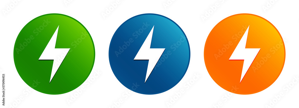 Electric bolt icon liquid design round button set illustration Electric bolt icon liquid design round button set illustration
