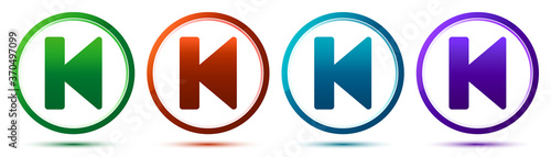 Previous track icon artistic frame round button set illustration