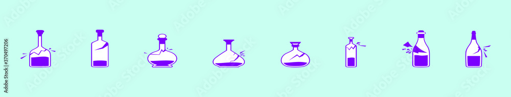 set of broken bottle with various model. isolated vector on dark background set of broken bottle with various model. isolated vector on dark background