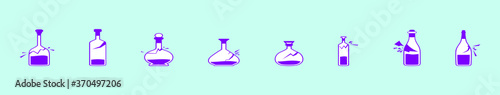 set of broken bottle with various model. isolated vector on dark background