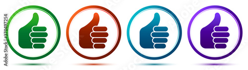 Thumbs up like icon artistic frame round button set illustration
