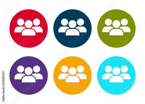 User group icon modern flat round button set illustration
